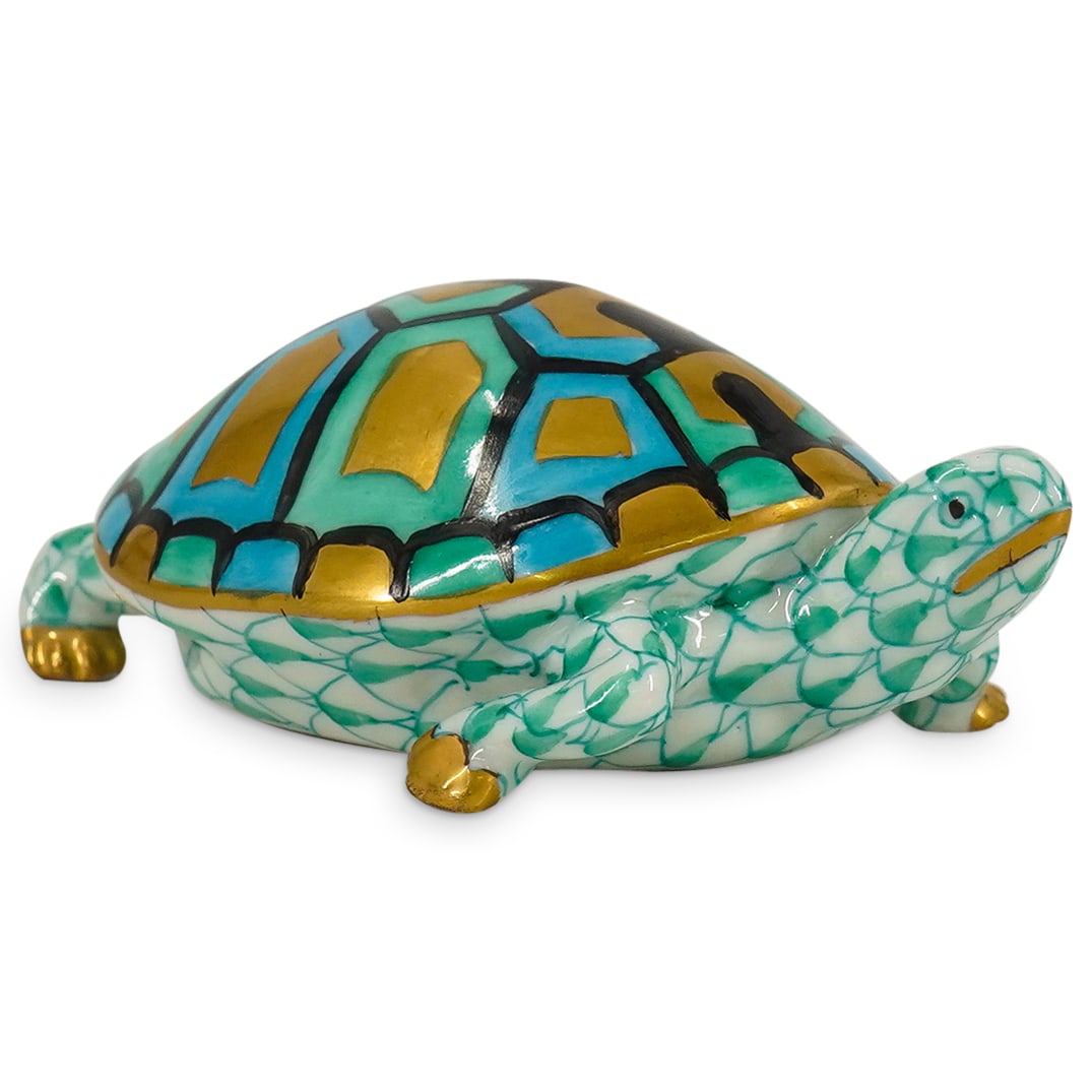 Herend Porcelain "Turtle" Green Fishnet Figurine (1 of 6)