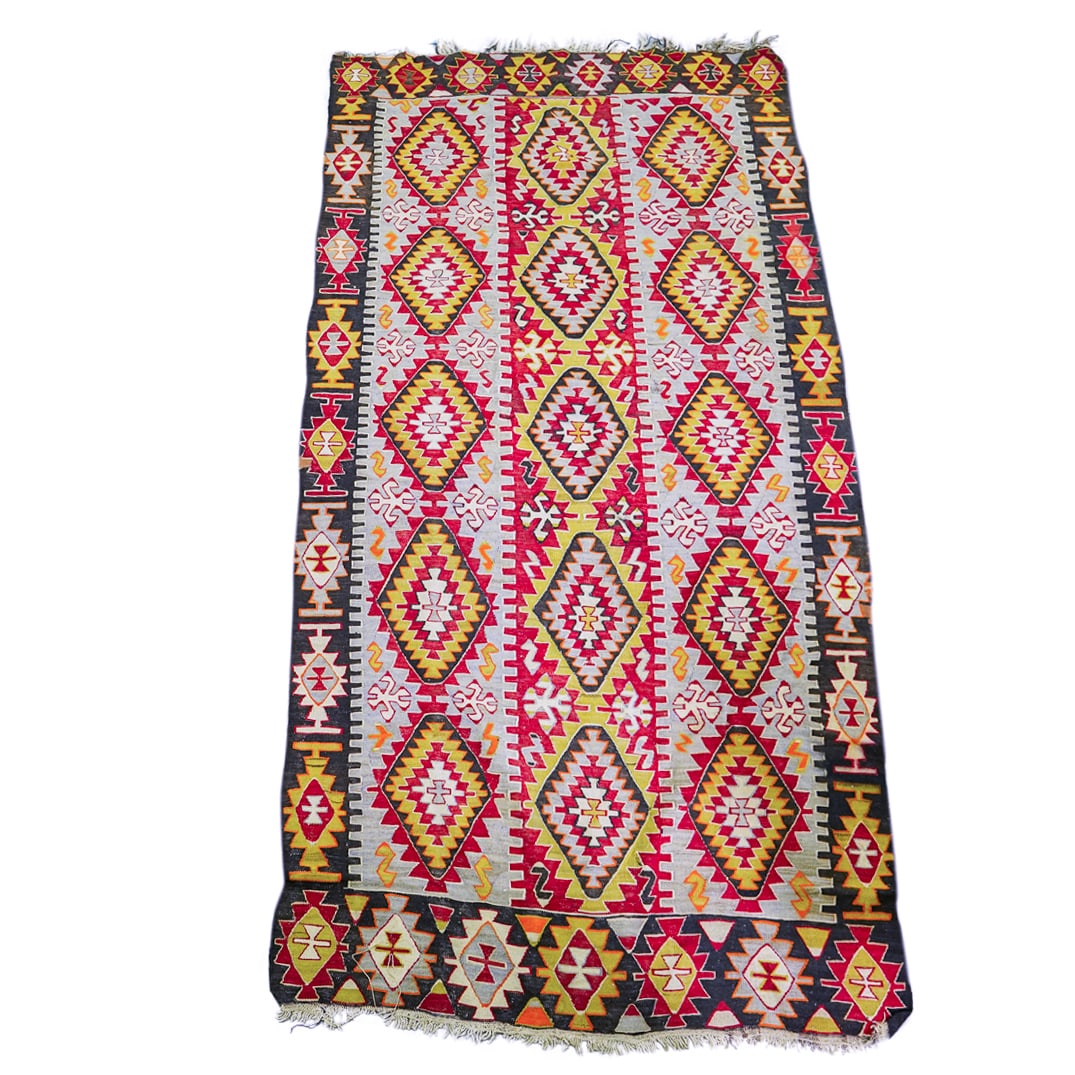 Antique Peruvian Wool Geometric Patterned Kilim Rug (1 of 20)