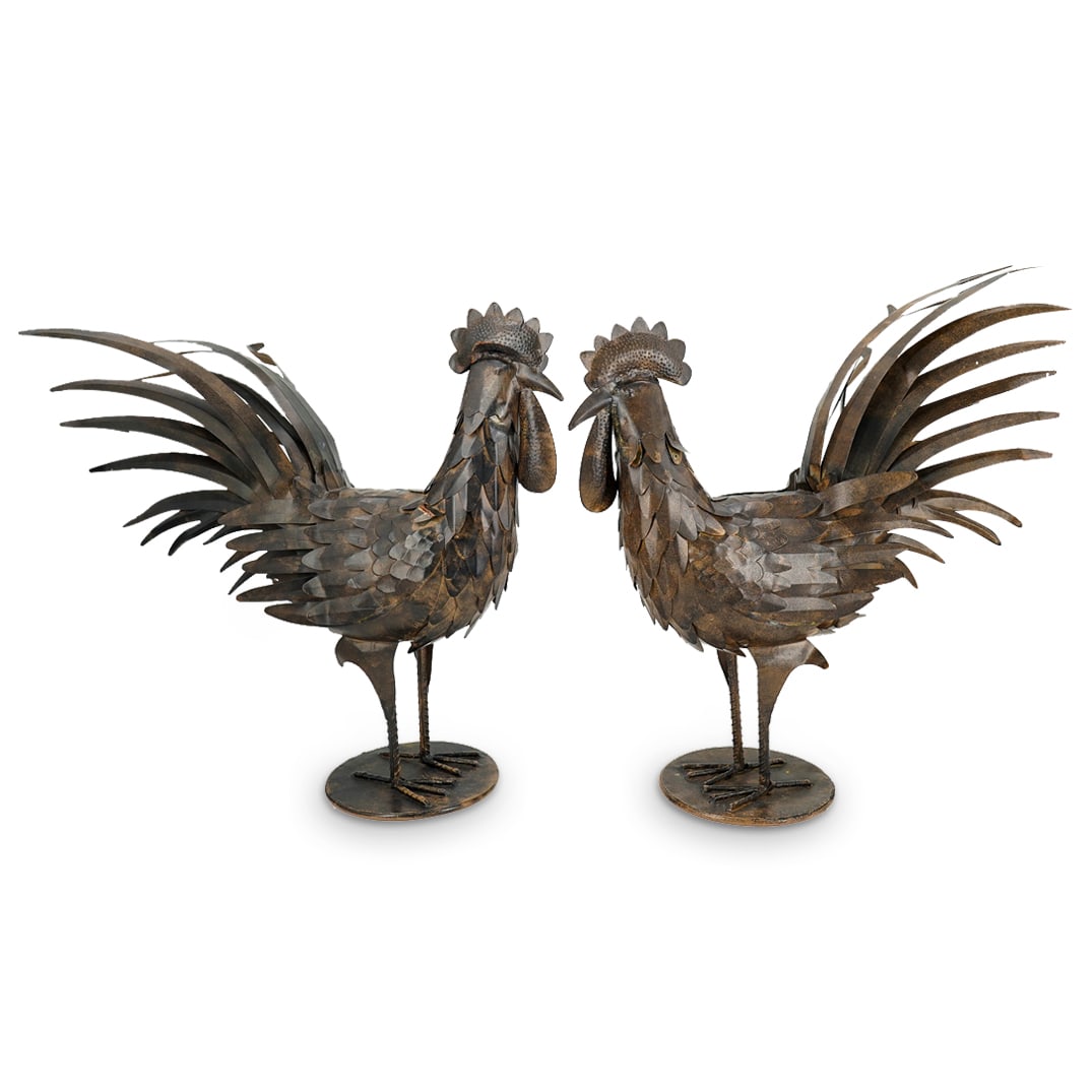 Pair of Folk Art Metal Roosters (1 of 14)