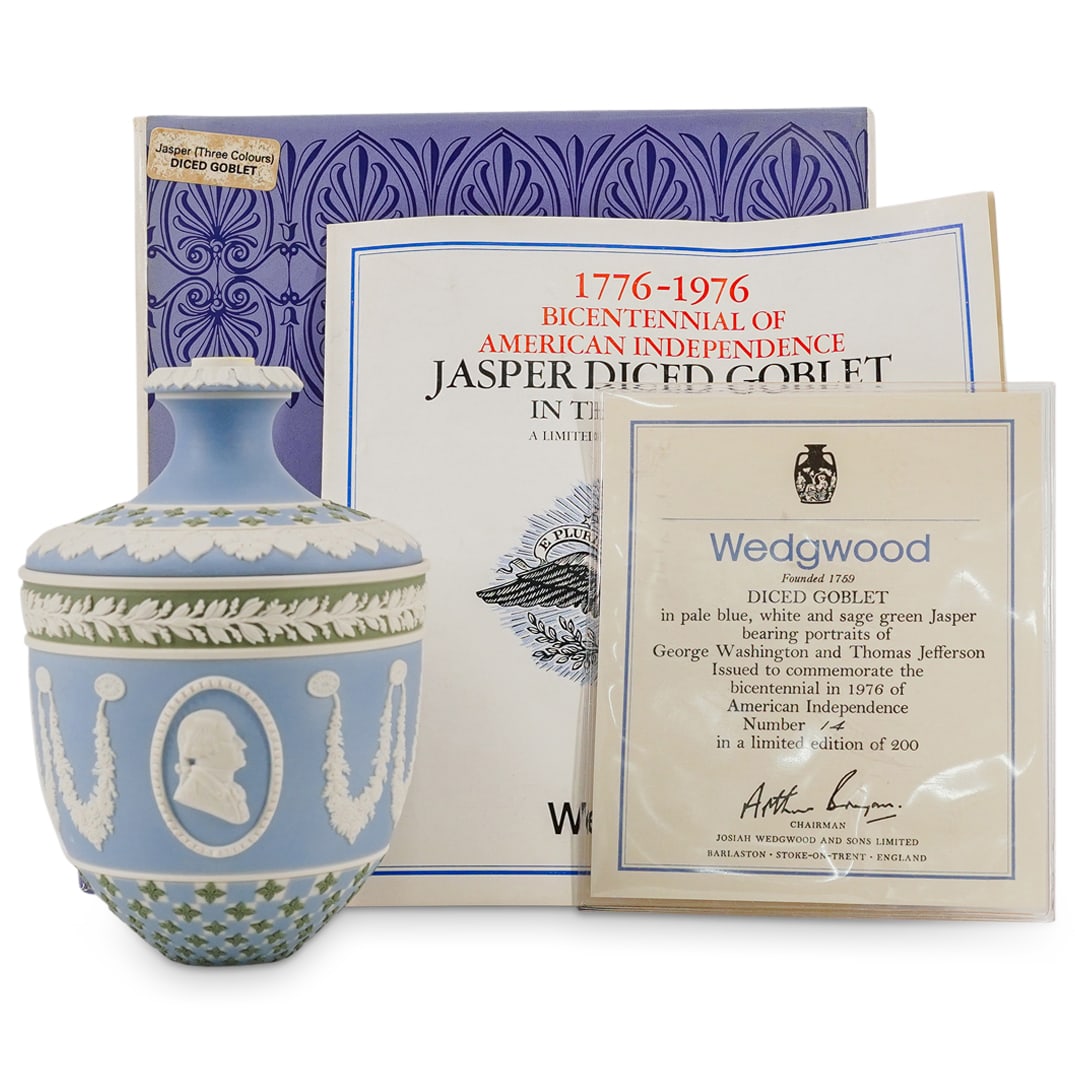 Limited Edition Wedgwood Jasperware Tri Color Bicentennial Diced Goblet (1 of 14)