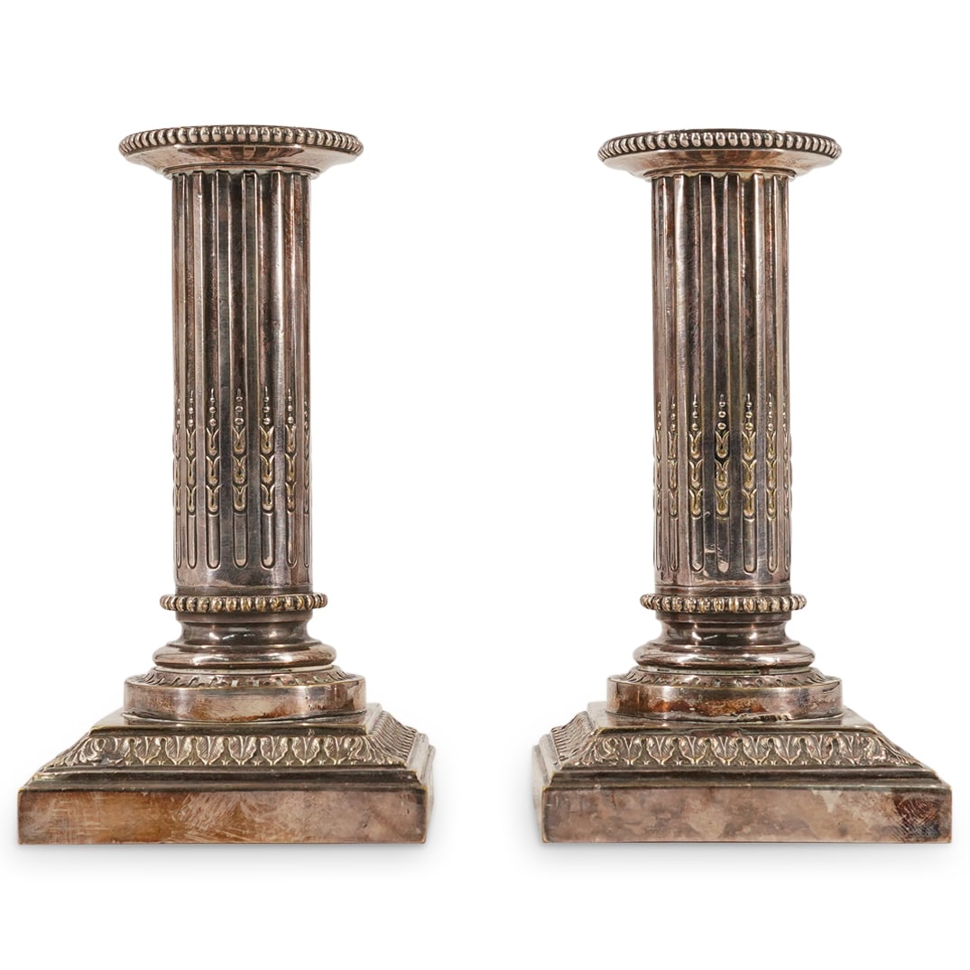 Pair Cailar Bayard Neoclassical Silver Plated Candlesticks (1 of 7)