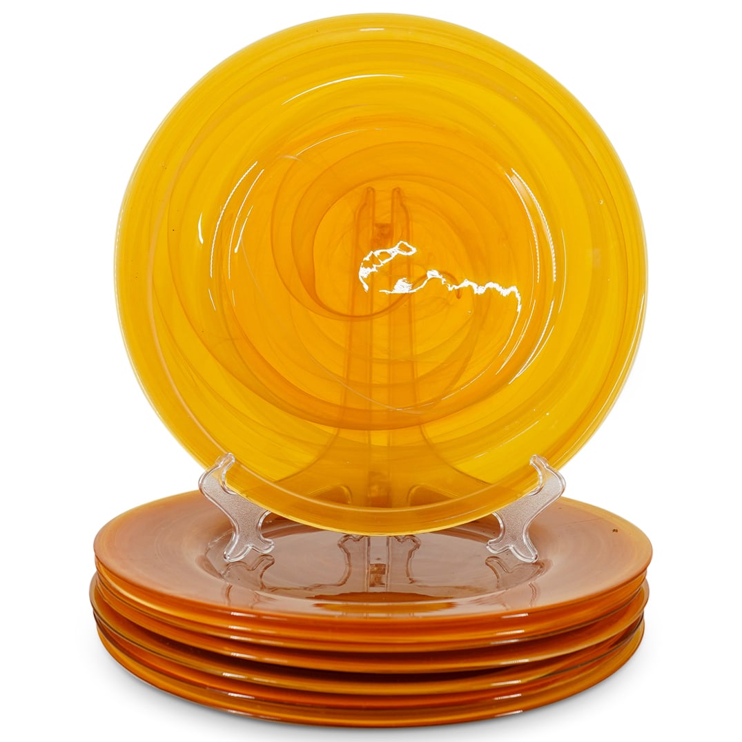 (8pc) Italian Carnelian Glass Charger Plates (1 of 10)