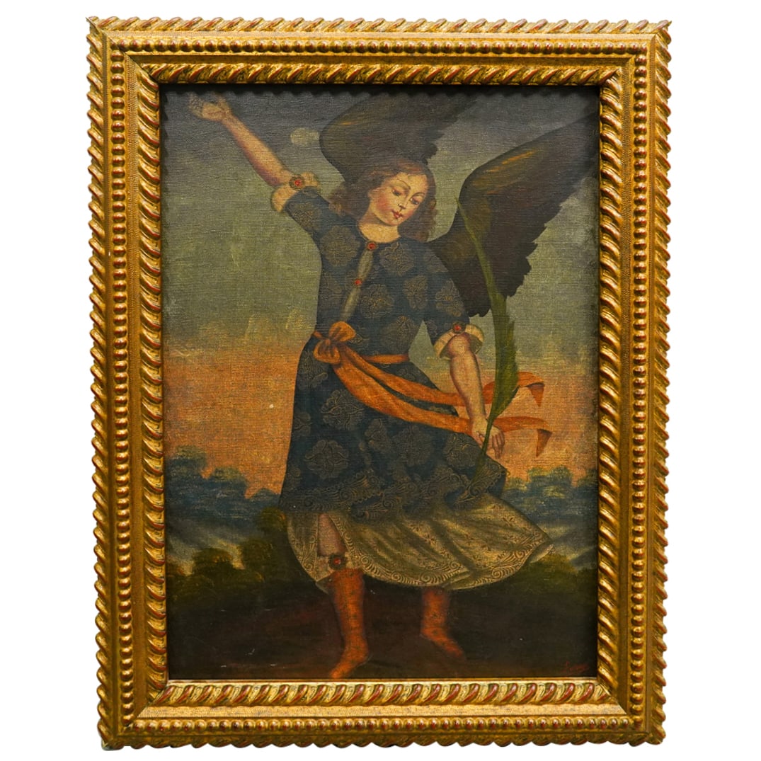 Signed Cuzco Style Angel Oil On Canvas (1 of 8)