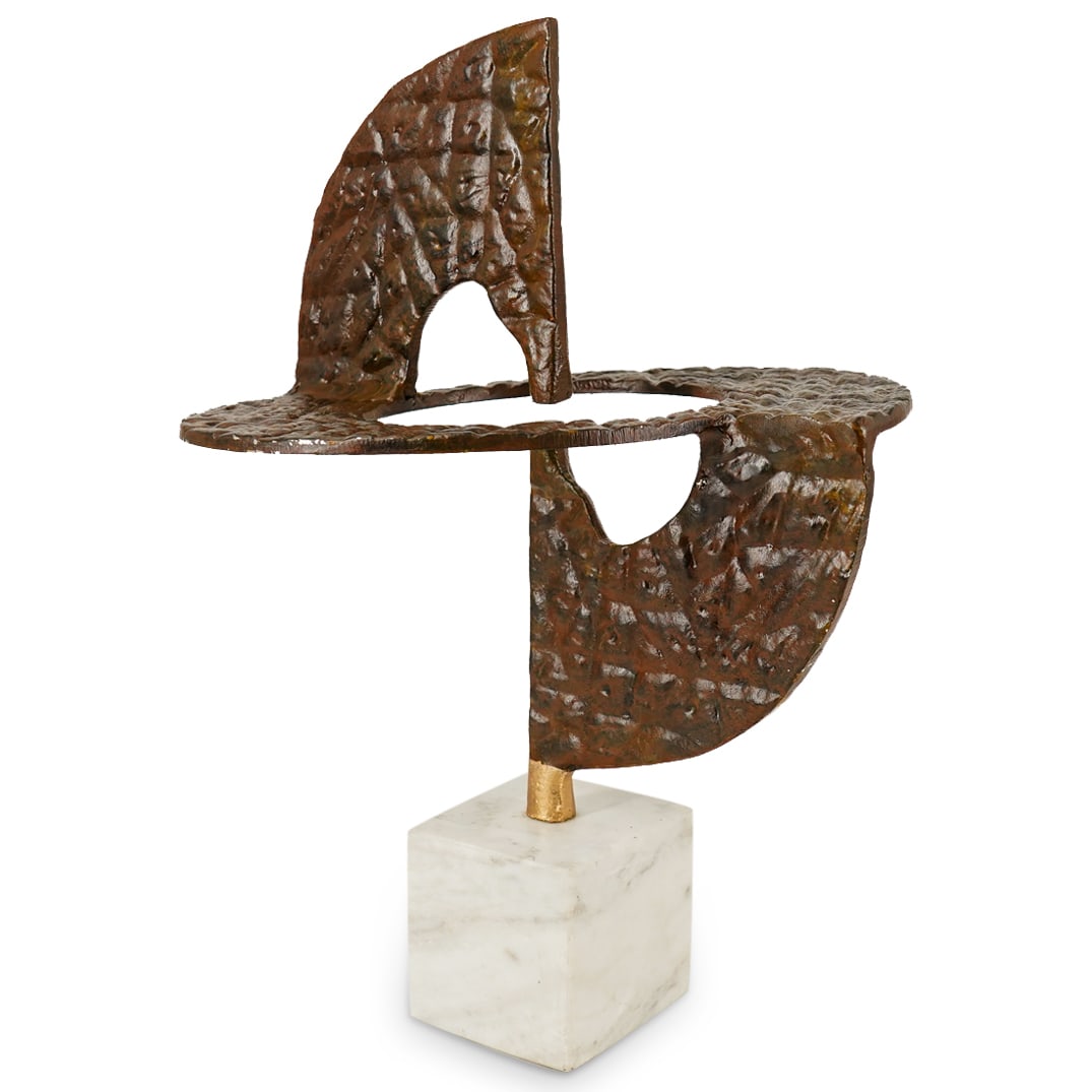 Mid Century Metal Sculpture On Marble (1 of 10)