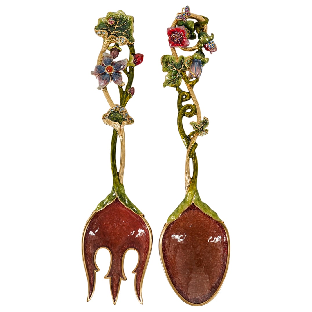 Jay Strongwater Enameled Jeweled Salad Tossing Utensils (1 of 15)