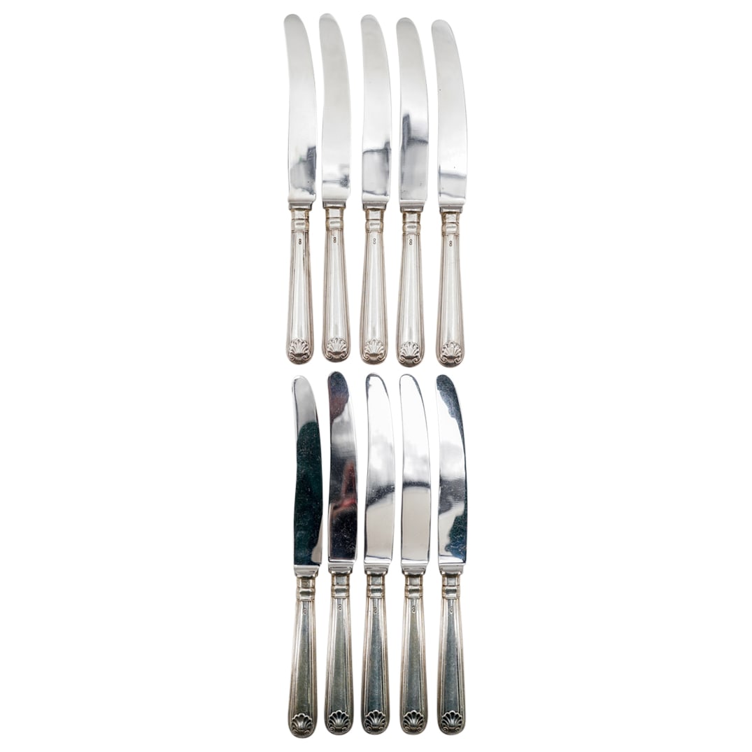 (10 Pc) Elizabeth II Sterling Silver Handled Dinner Knives (1 of 7)