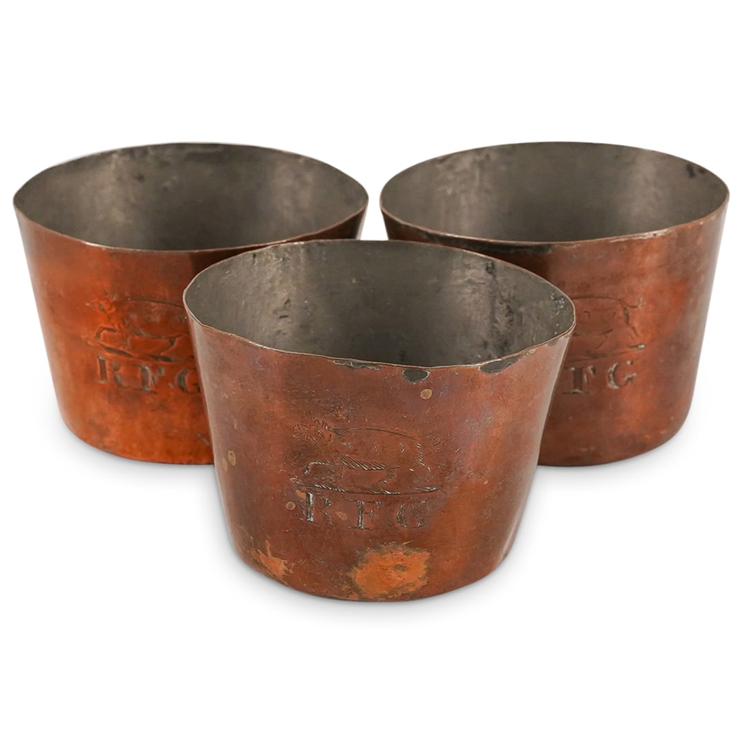 (3 Pc) Antique Copper Tumblers (1 of 6)