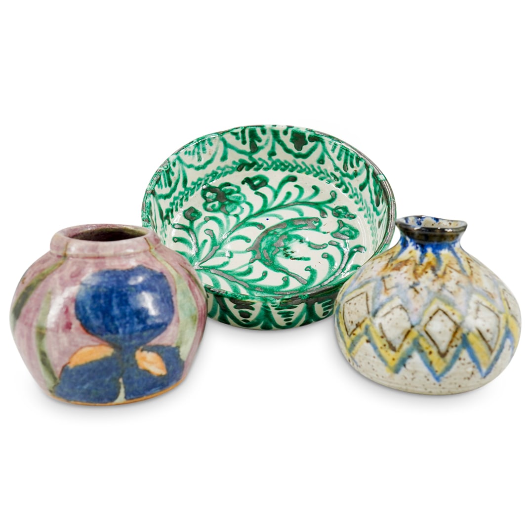 (3 Pc) Ceramic Vases & Bowl (1 of 17)