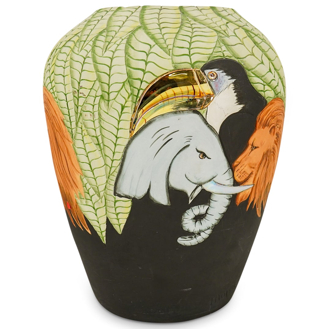 Large Signed Painted Animal Vase (1 of 12)