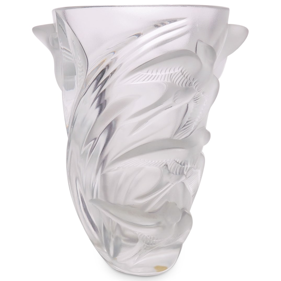Lalique France Crystal "Martinets" Swallow Birds Vase (1 of 9)