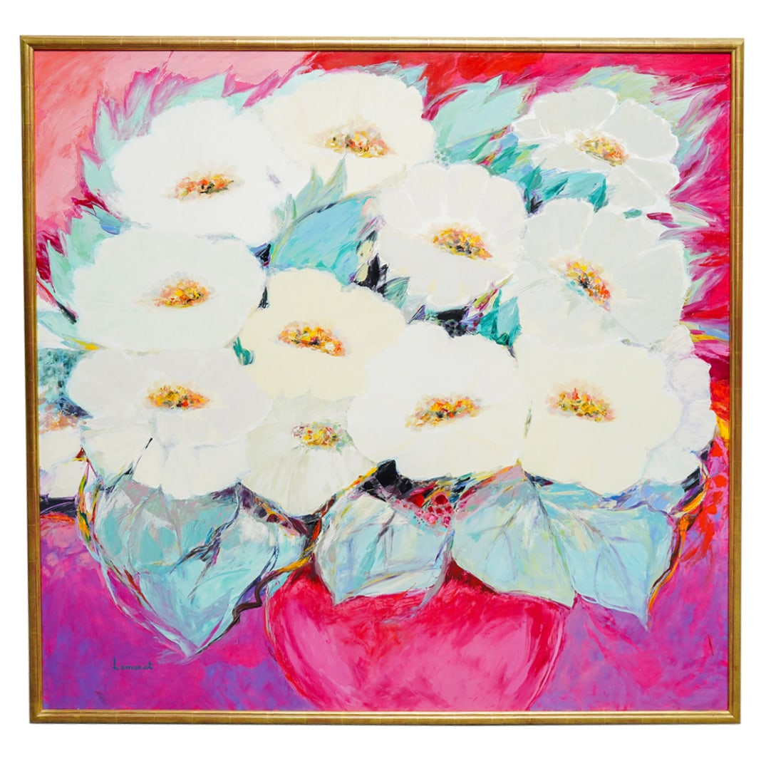 Claude Hemeret (French, b. 1929) Large Floral Still Life Oil On Canvas (1 of 10)