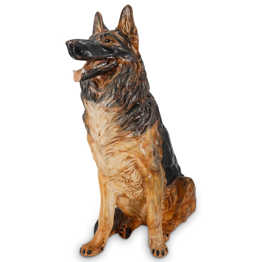 Italian 1950s Ceramic Life Size German Shepherd Dog Sculpture (1 of 20)