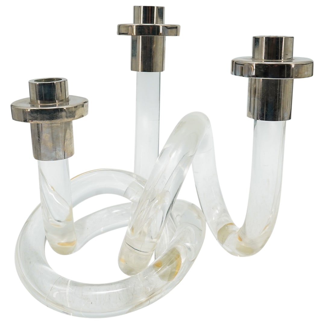 Mid Century Dorothy Thorpe Twisted Pretzel Lucite Candle Holder (1 of 10)