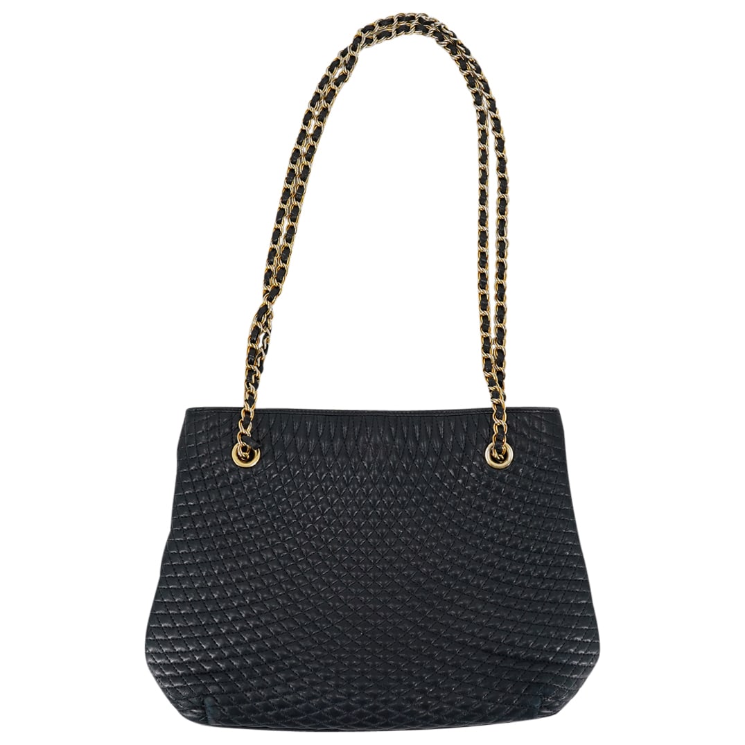 Vintage Italian Bally Dark Blue Quilted Leather Shoulder Bag (1 of 15)