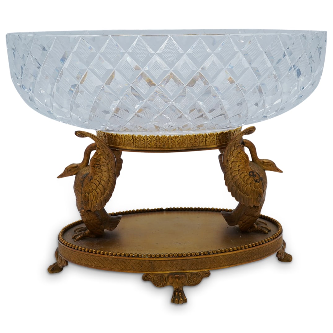 Antique Gilt Bronze & Crystal Centerpiece Bowl (1 of 9)
