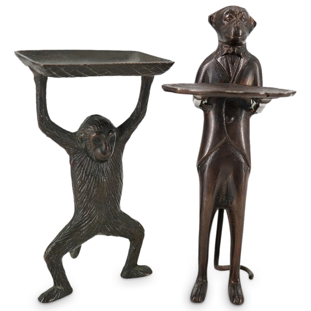 Pair Of Bronze Figural Monkey Trays (1 of 16)