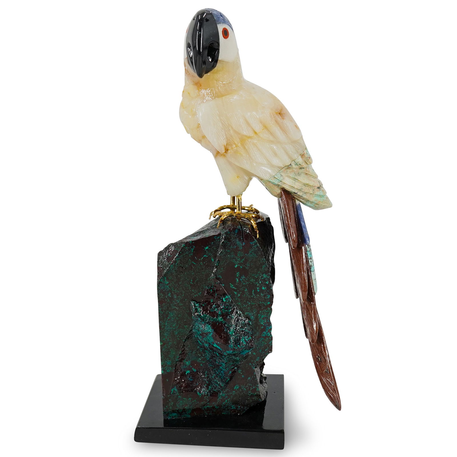 Hard Stone Lapidary Parrot On Pyrite Ore Base (1 of 10)