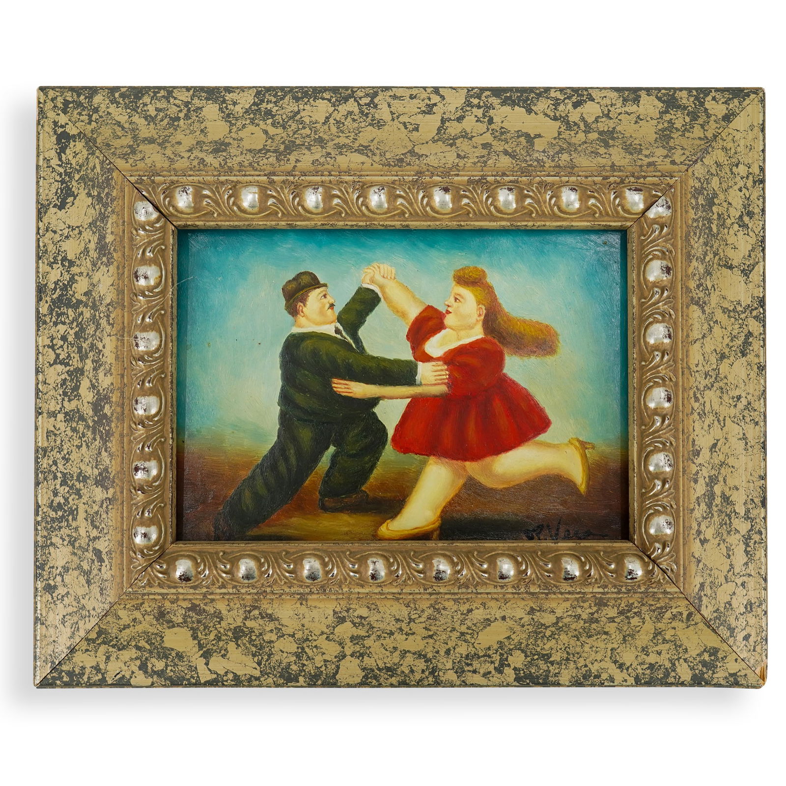 After Fernando Botero (Colombian, 1932) Signed R. Vega Painting On Board (1 of 5)