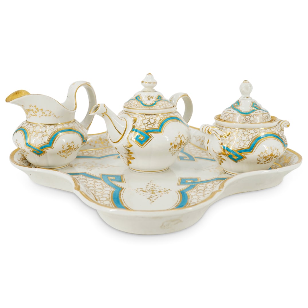 (4 Pc) Antique F.A. Schumann Porcelain Tea Set (1 of 20)