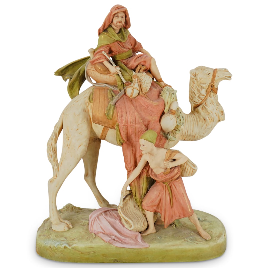 Large Antique Royal Dux Orientalist Porcelain Camel Rider Sculpture (1 of 18)