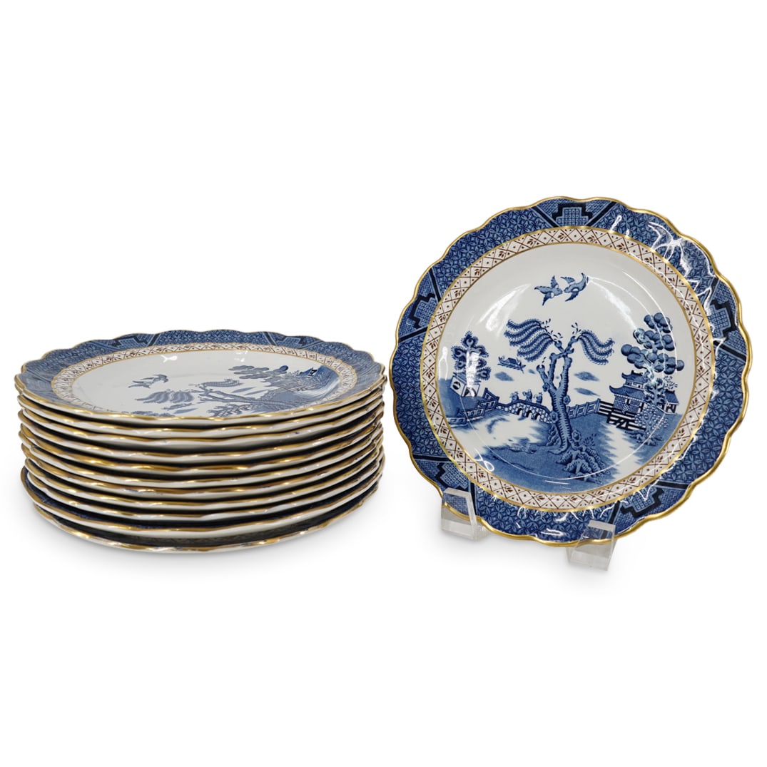 (12 Pc) English Booths "Real Old Willow" Blue & White Porcelain Plates (1 of 5)