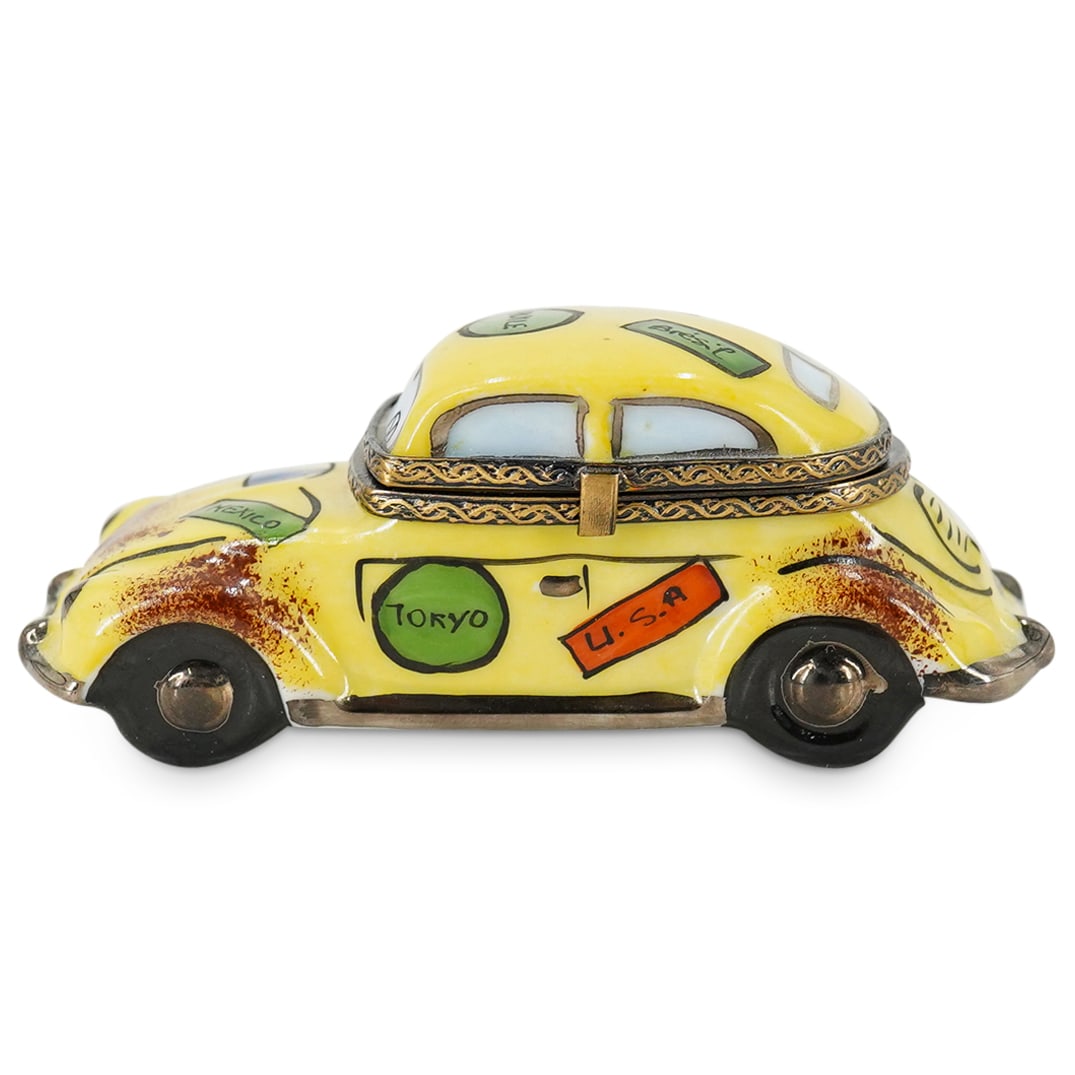 Limoges 'La Gloriette' Porcelain "Yellow Beetle Car" Trinket Box (1 of 10)
