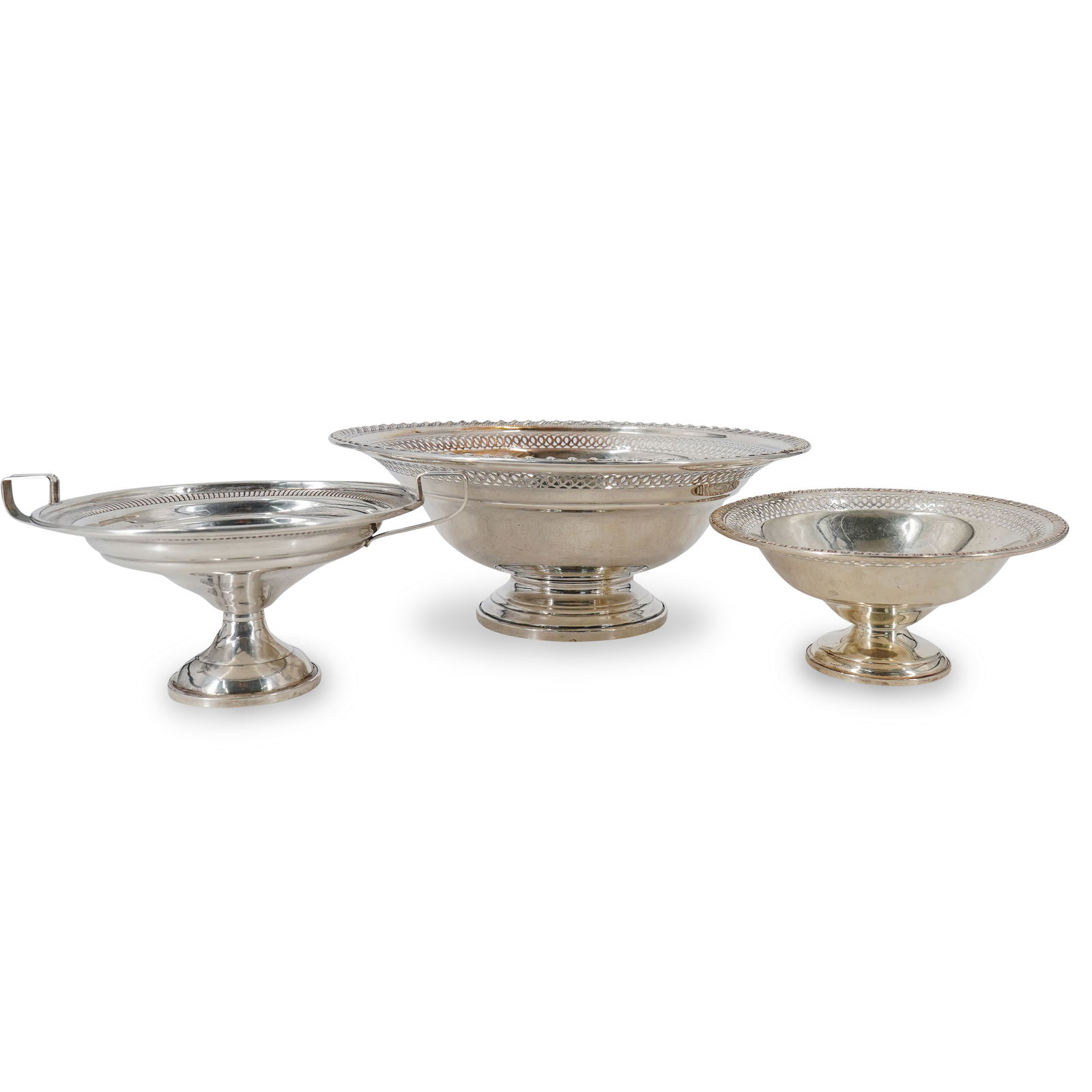 (3 Pc) Weighted Sterling Silver Compotes & Bowl (1 of 20)