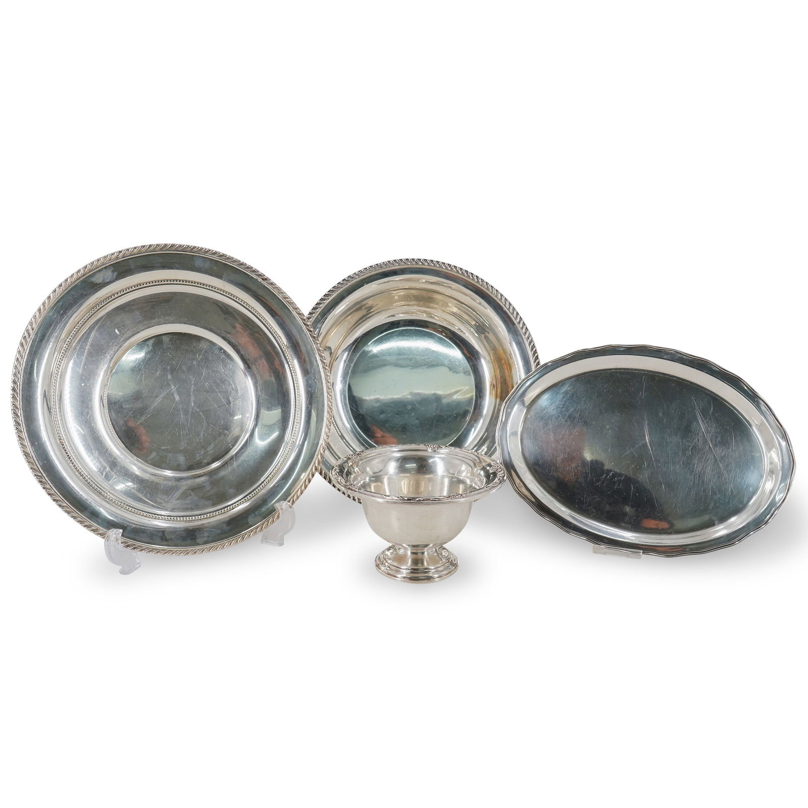 (4 Pc) Sterling Silver Bowls, Tray & Underplate (1 of 19)