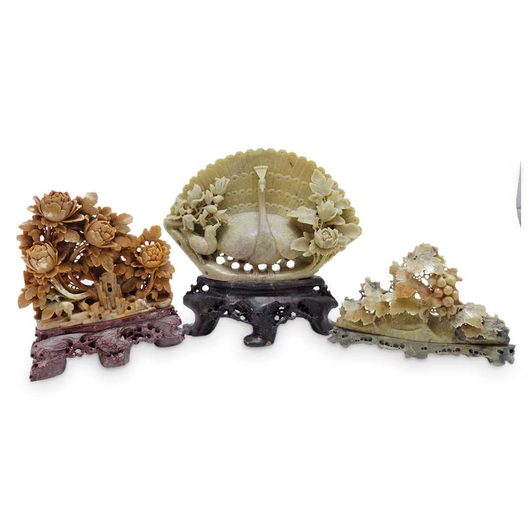 (3 Pc) Chinese Soapstone Carvings Grouping (1 of 12)