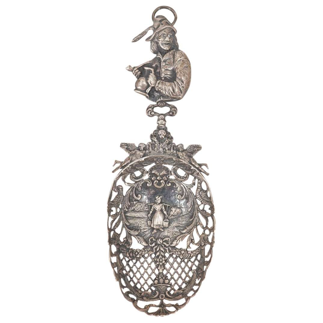 Early 19th Cent. Reticulated Silver Large Figural Spoon (1 of 6)