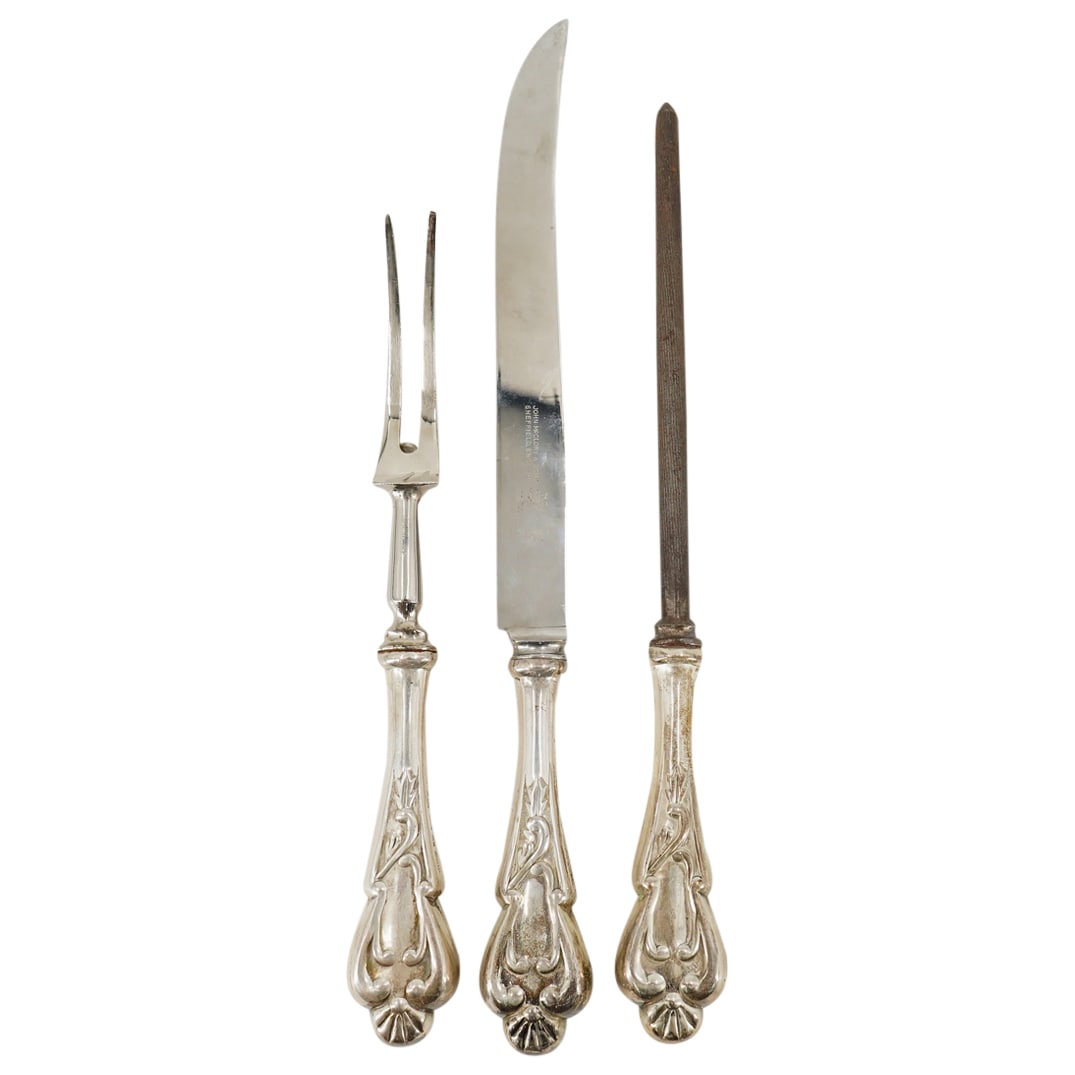 (3 Pc) Antique English John McClory & Sons Meat Carving 3-Pc Set (1 of 19)