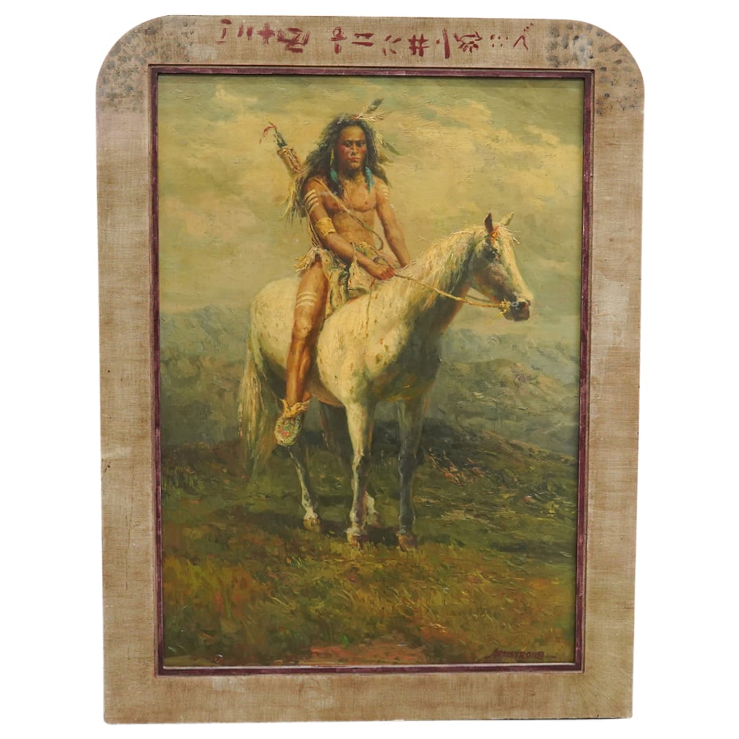 American School American Tribesman On Horseback Oil On Canvas (1 of 11)