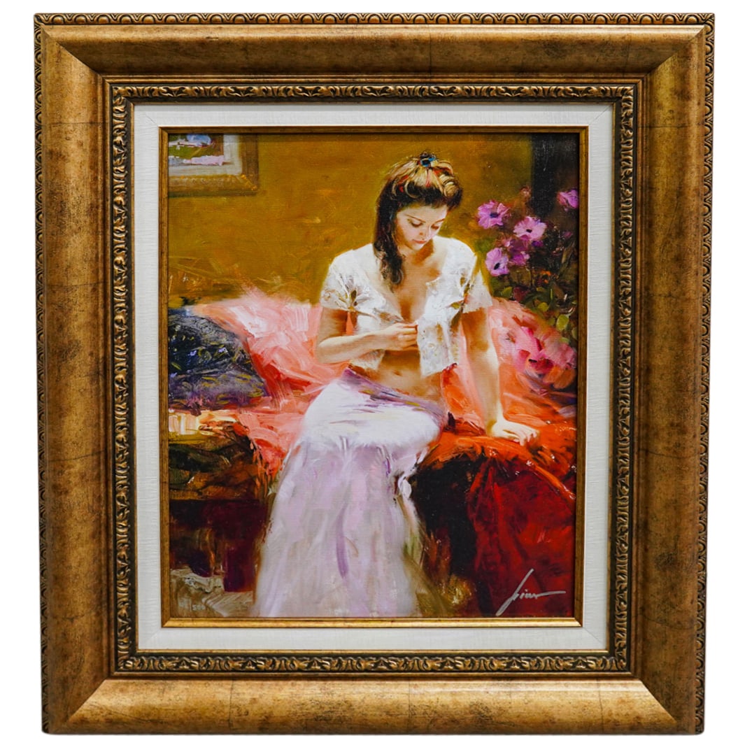 Pino Daeni (Italian/American, 1939-2010) "Into The Night" Giclee On Canvas: DESCRIPTION: Limited edition giclee on canvas by Pino Daeni entitled "Into the Night". Signed at lower right. Numbered "42/500" at lower left. CIRCA: Early 21st century ORIGIN: American DIMENSIONS: (S