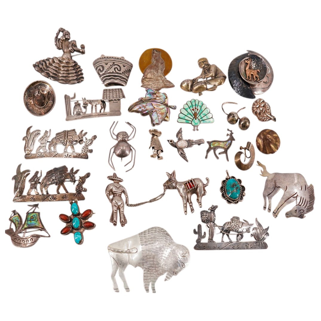 (26 Pc) Sterling Silver Assorted Brooch Grouping (1 of 19)