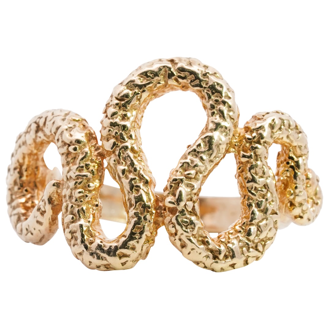 Vintage Italy 925 Sterling Silver 18K Gold Plated Snake Ring (1 of 5)