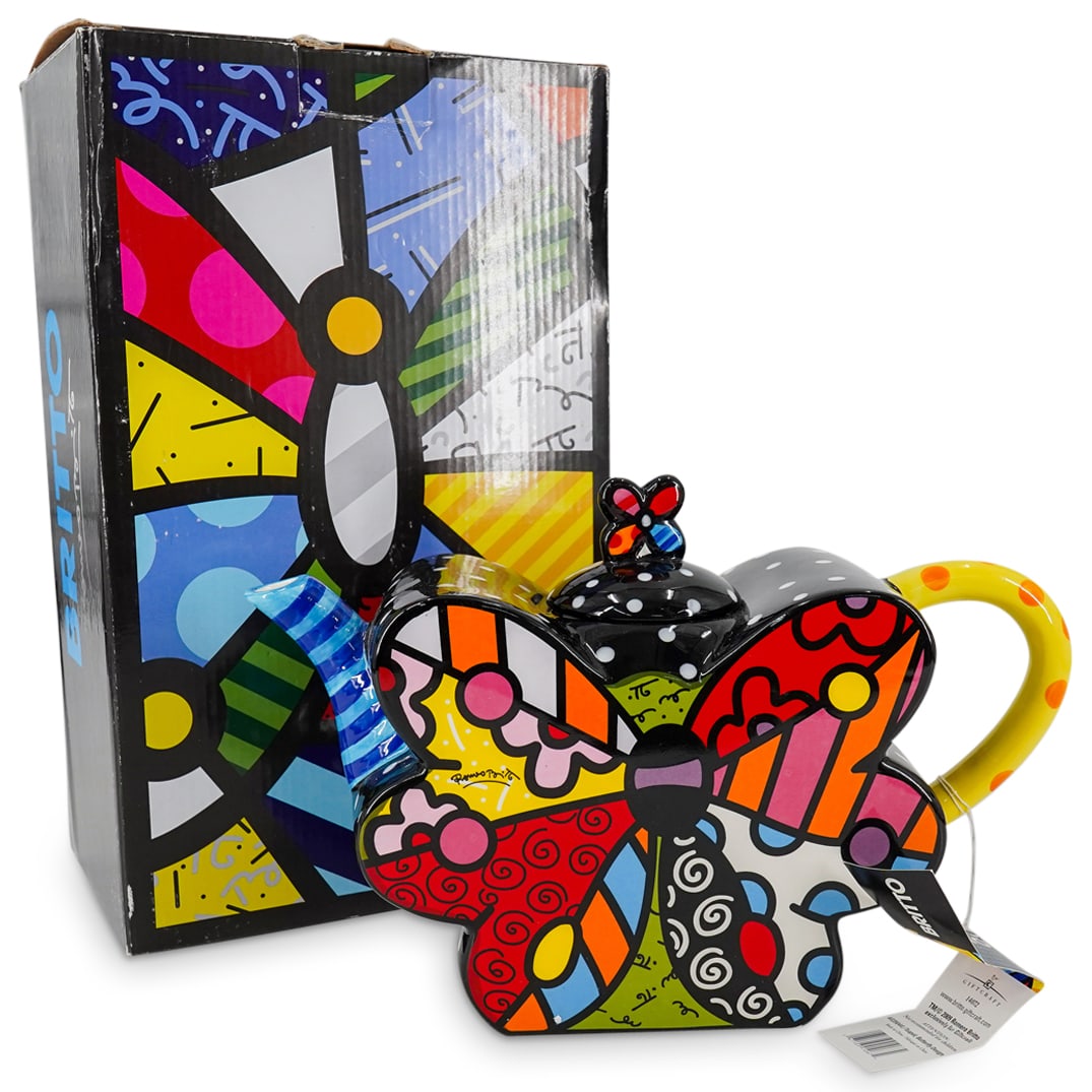 Romero Britto (Brazilian, 1963) Multicolored Ceramic "Butterfly" Tea Pot (1 of 20)