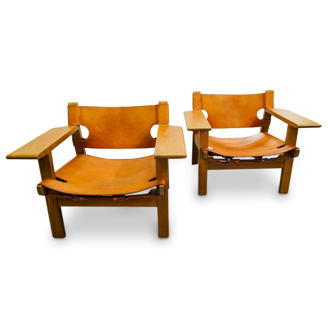 Borge Mogensen (Denmark, 1914–1972) For Fredericia Wood & Leather Armchairs (1 of 20)