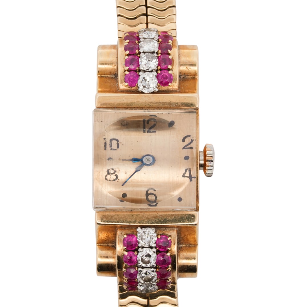 Vintage 18k Gold, Diamond and Ruby Watch (1 of 9)