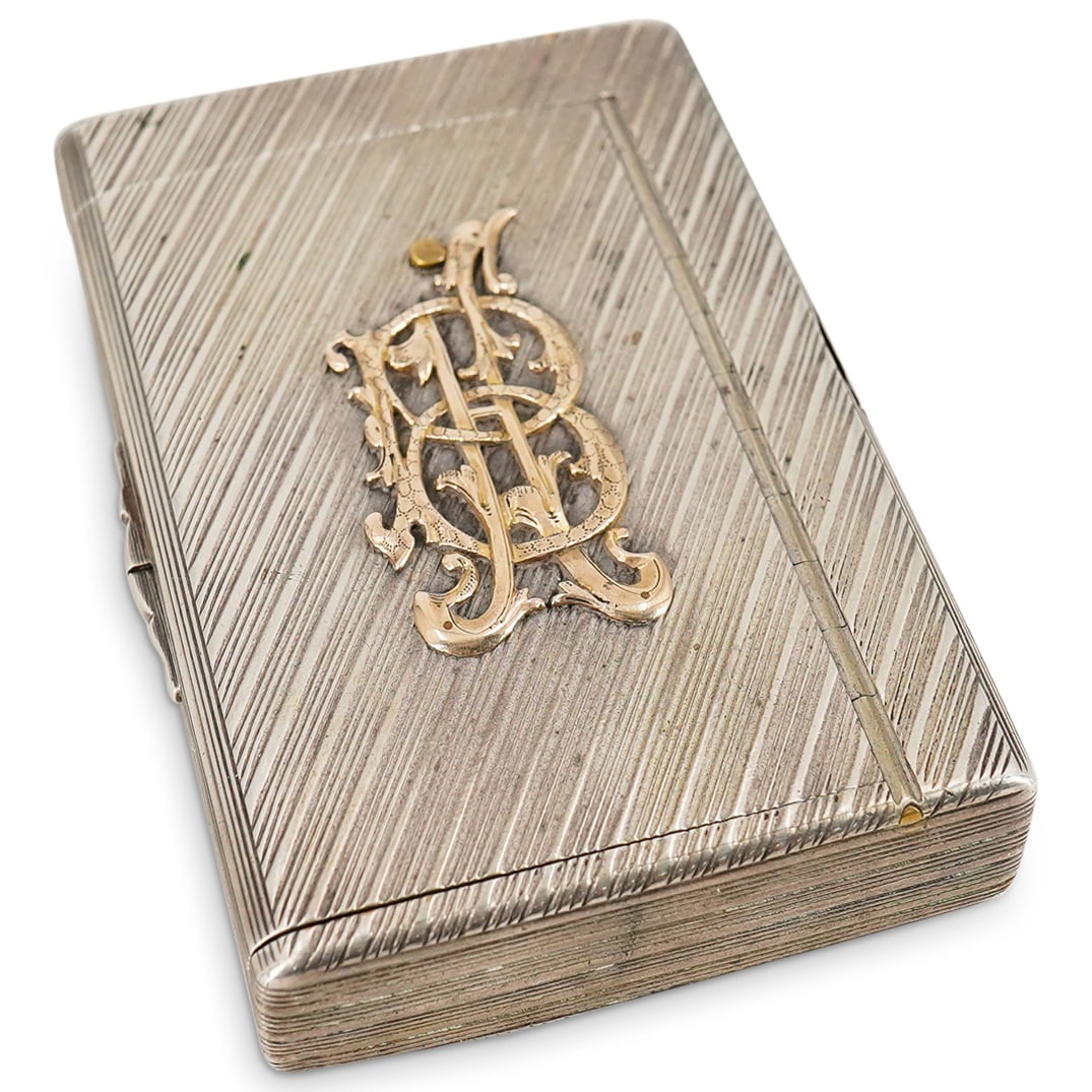 Antique Russian Silver & Gold Varnished Moss Agate Case (1 of 15)