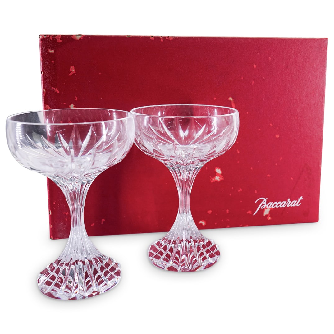 (2 Pc) Baccarat Crystal "Massena" Champagne Or Sherbet Coupes (1 of 8)