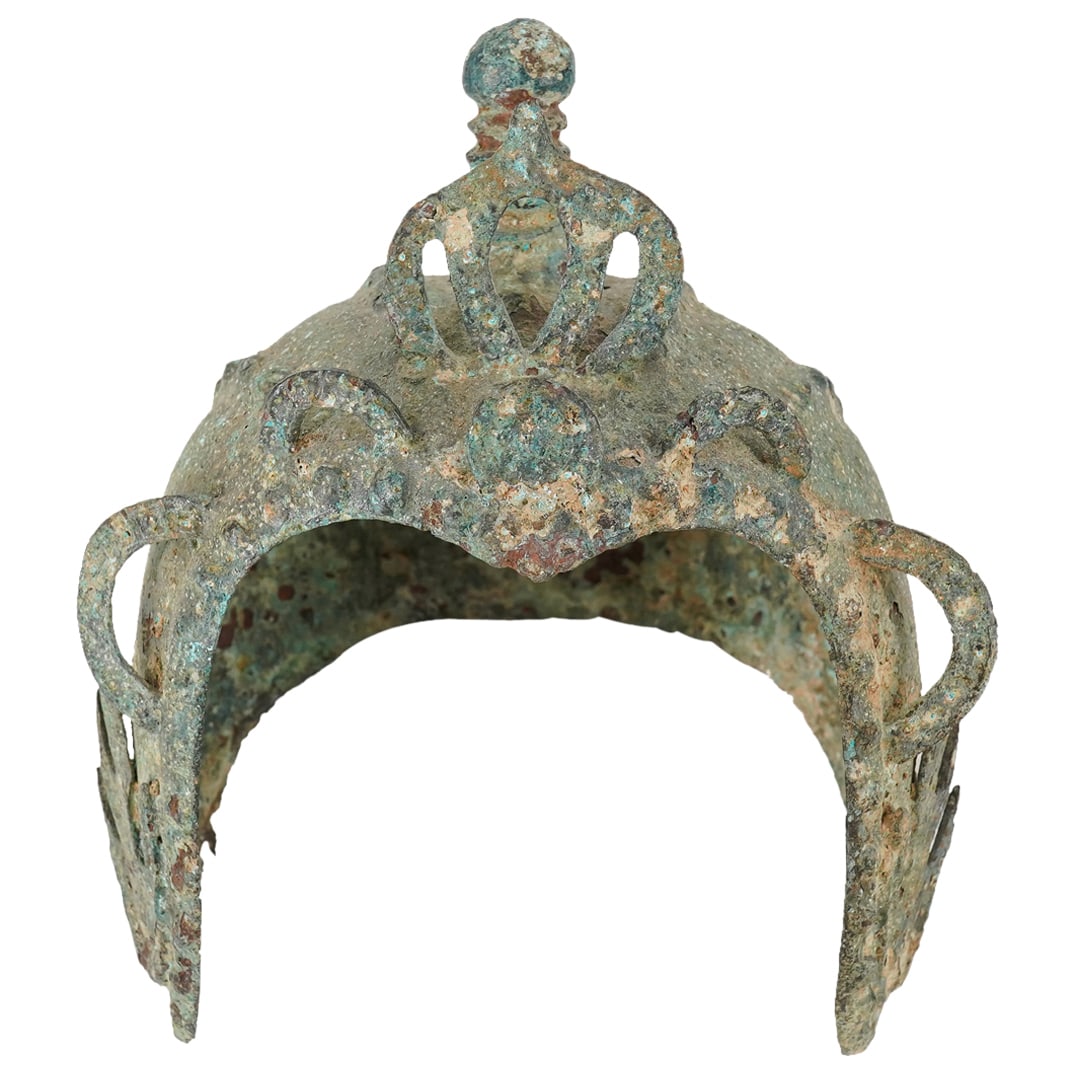 Archaic Sino Tibetan Bronze Buddhist Helmet (1 of 11)