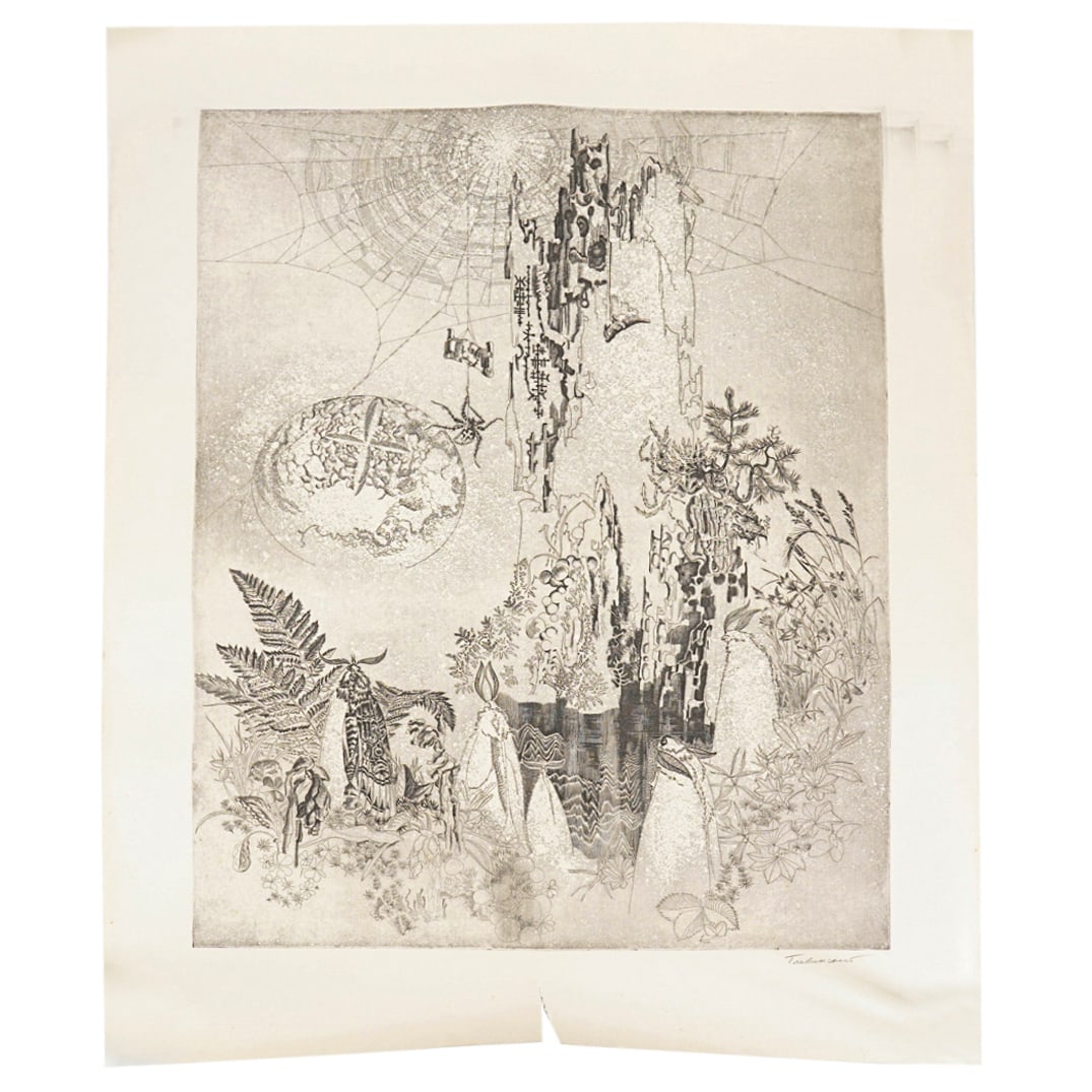 Dmitri Plavinsky (Russian 1937-2012) Etching 'A Black Widow's Prophecy' (1 of 14)