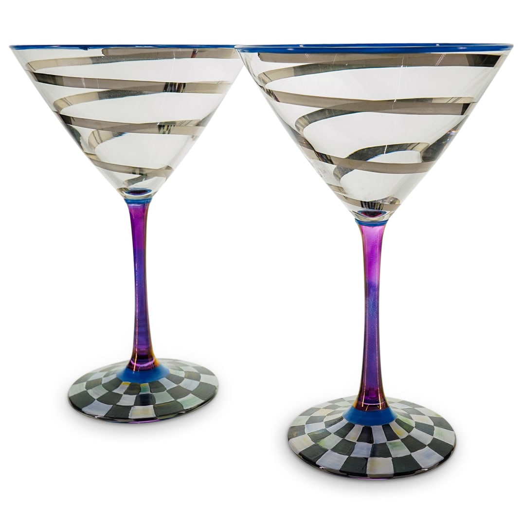 Pair MacKenzie Childs "Circus" Martini Glasses (1 of 9)