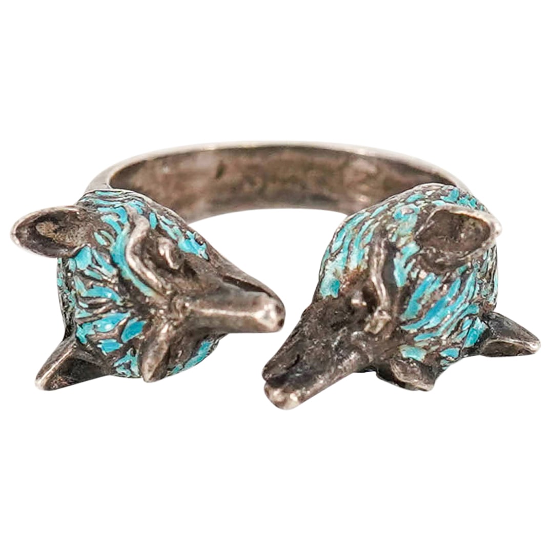 Vintage Gucci Enameled Sterling Silver Wolf Ring (1 of 6)