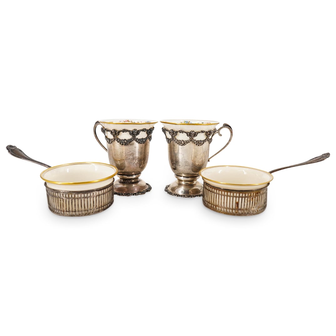 (4 Pc) Lenox Porcelain & Tiffany Silver Cups And Casseroles Set (1 of 20)