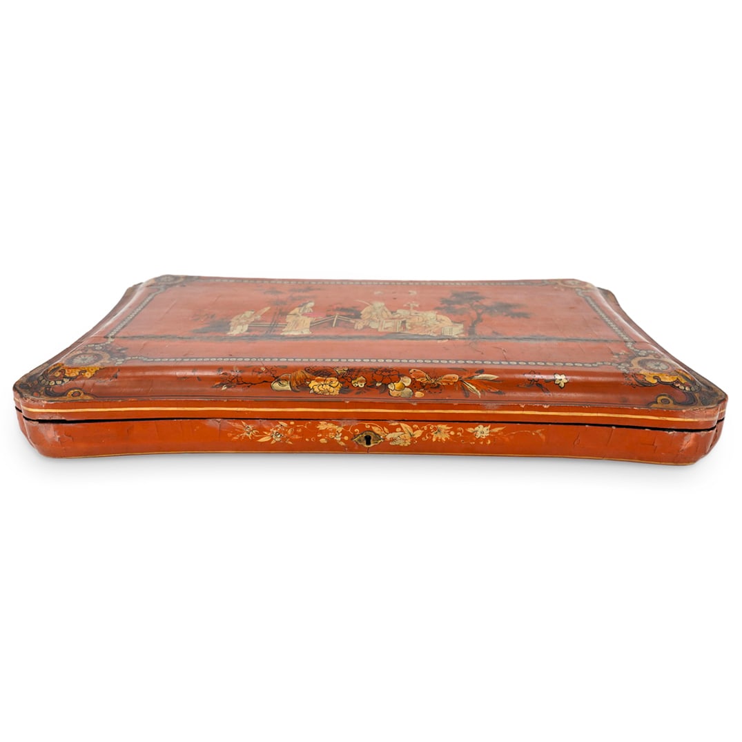 Antique 19th Cent. Export Chinese Lacquered Hinged Case (1 of 20)