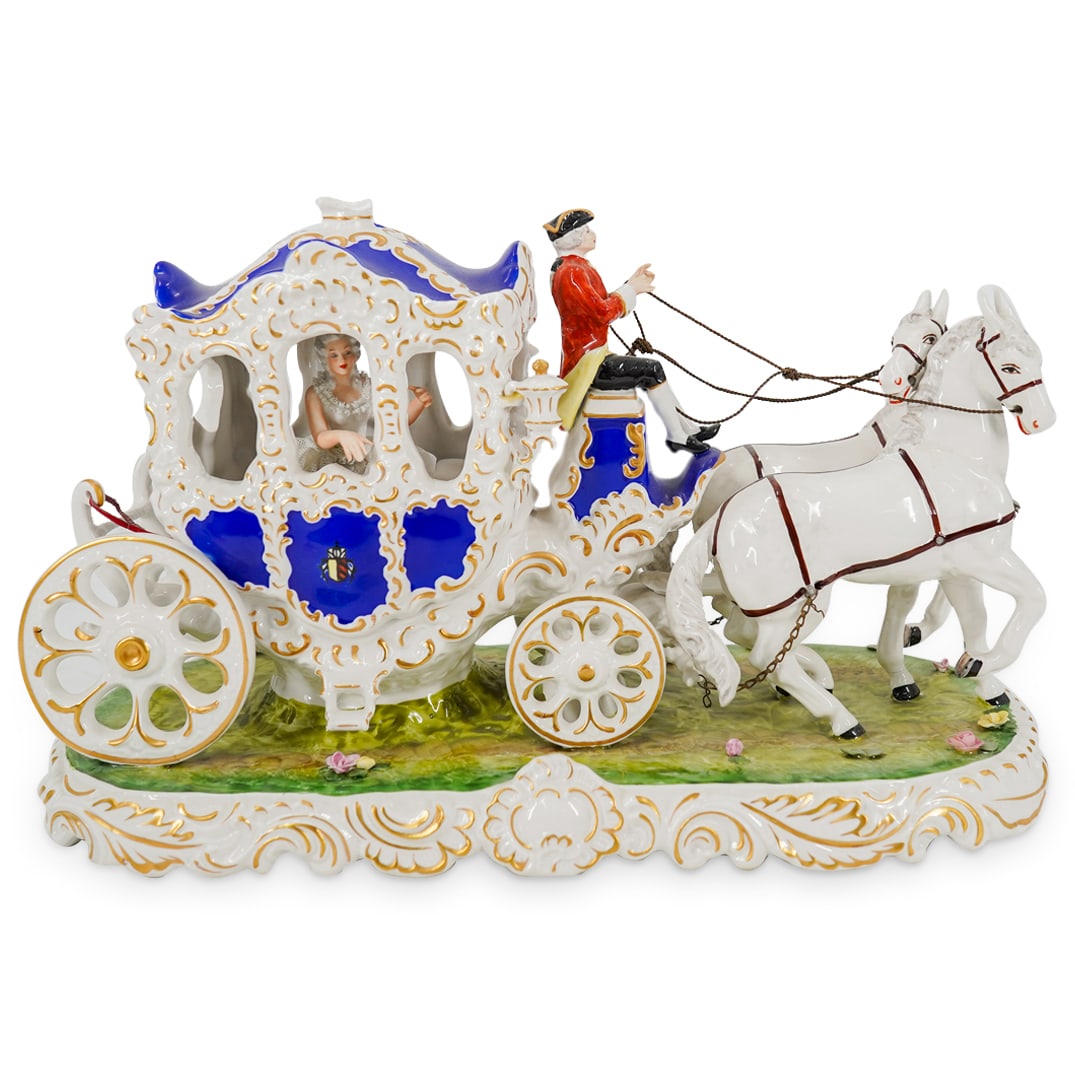 Vintage Dresden German Porcelain Carriage Group Sculpture (1 of 17)
