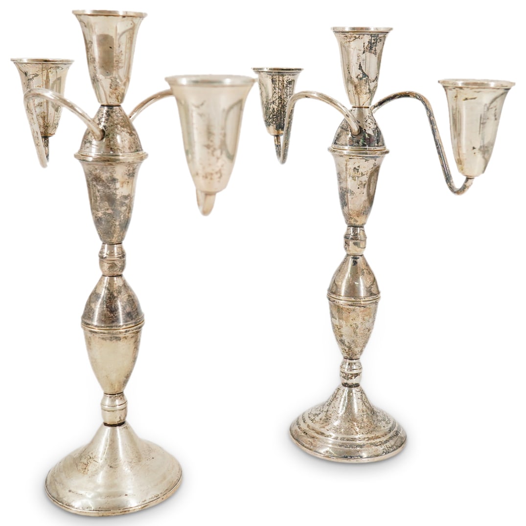 (2 Pc) Vintage Raimond Weighted Sterling Silver Candelabra Candlestick Holders (1 of 12)