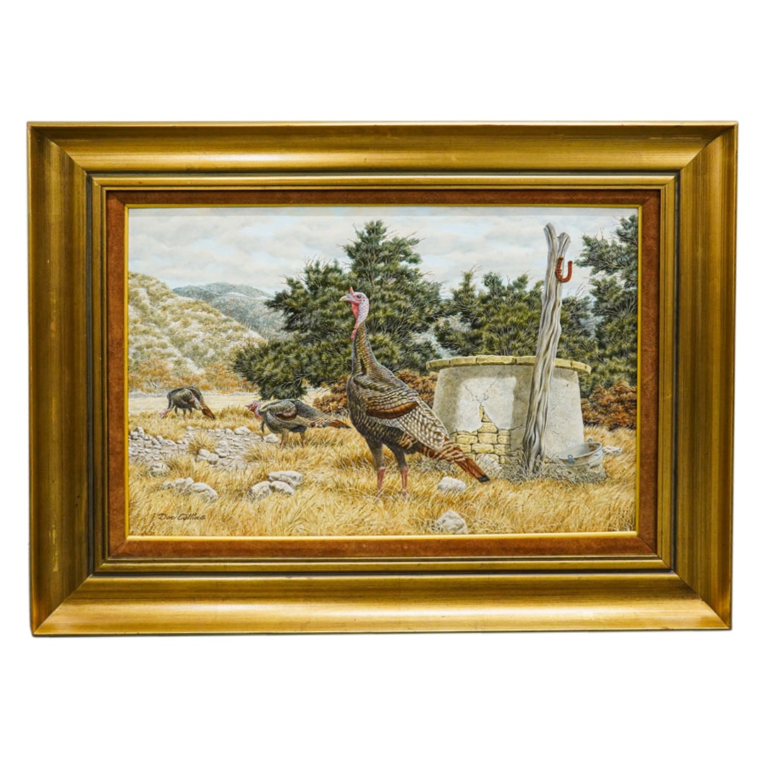 Signed Don Collins (American, 20th Cent.)"Turkeys" Acrylic On Board Painting (1 of 9)