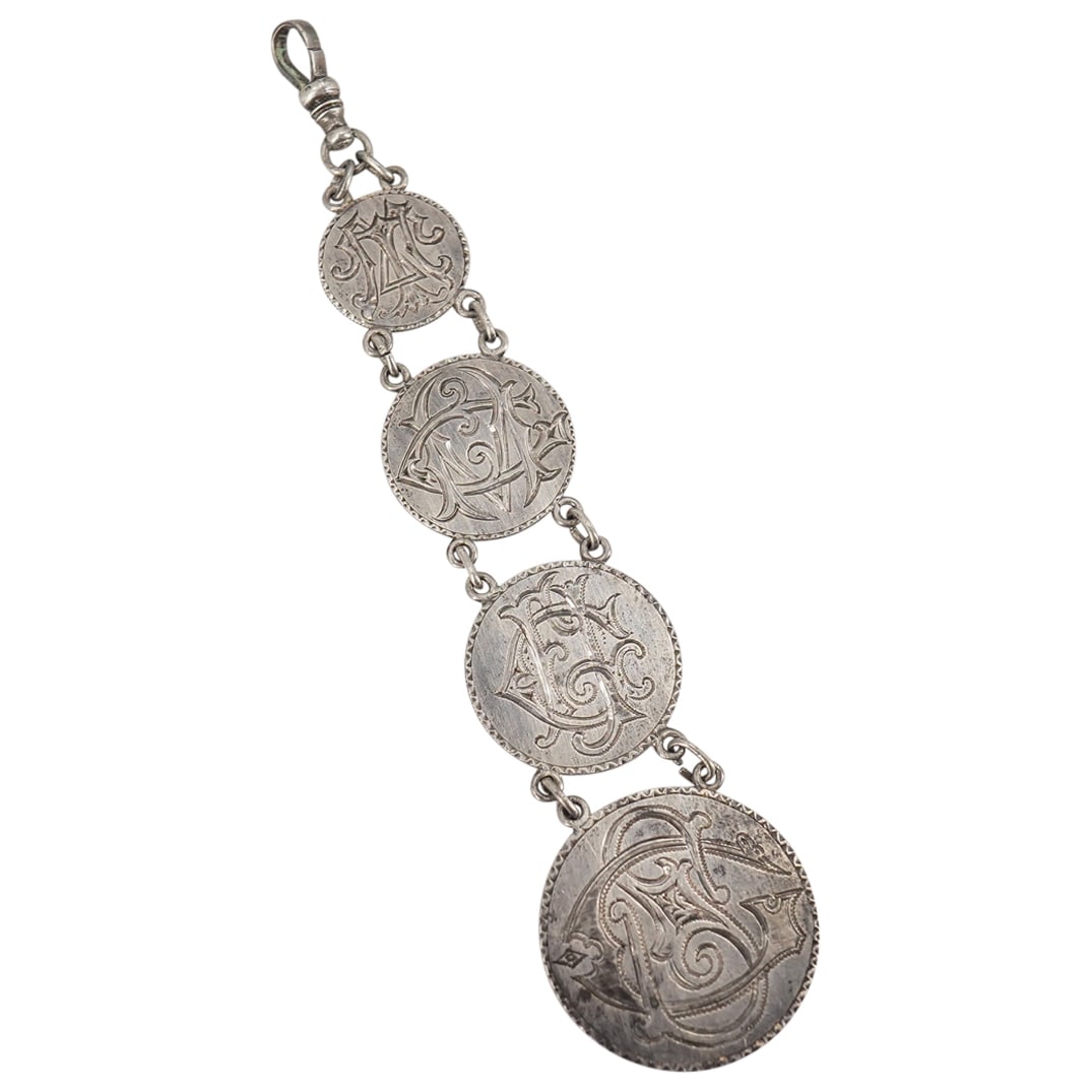 19th Century American Silver Seated Liberty Medallion Watch Fob (1 of 8)